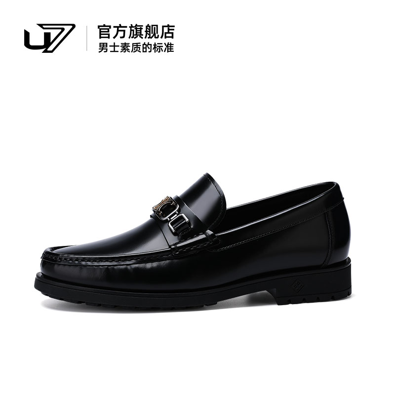 u7商务皮鞋厚底增高头层牛皮