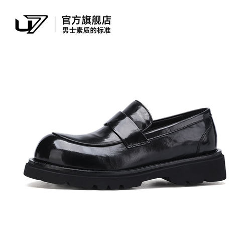 u7休闲皮鞋头层牛皮厚底增高