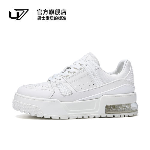 u7休闲板鞋头层牛皮厚底增高