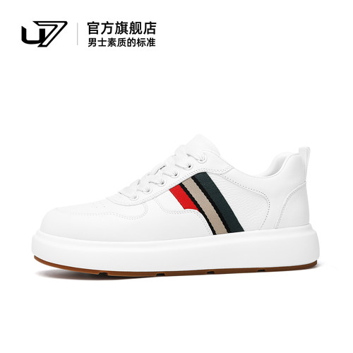 u7休闲板鞋纯牛皮厚底韩版小白鞋
