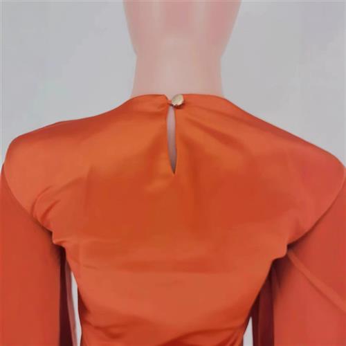 women dress fishtail satin slim sleeves flare solid fashion