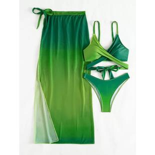ladies bikini sexy style skirt green Swimsuit gradient