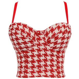 Plaid Contrast for Top Tube Women Bra Color Woolen Shaping