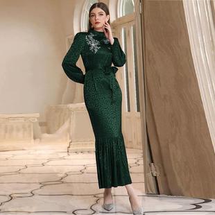 woven elegant dress applique clothing fishtail womens waist