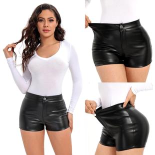 tight elastic ultra wrapped hot hip waist short leather