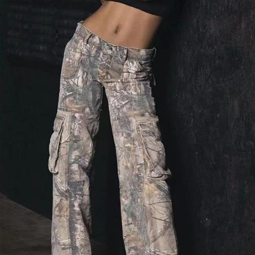 Jeans Loose Overalls Camouflage Women Rise Pants Girl Hot