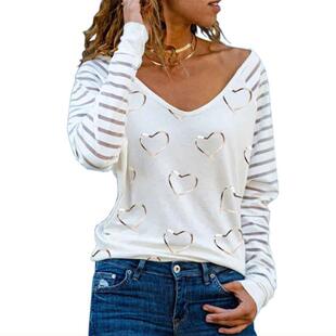 print long shirt Womens sleeve size plus love for