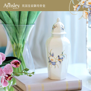 英国Aynsley安斯丽英式骨瓷六边形将军罐大型轻奢花瓶插花瓶摆件