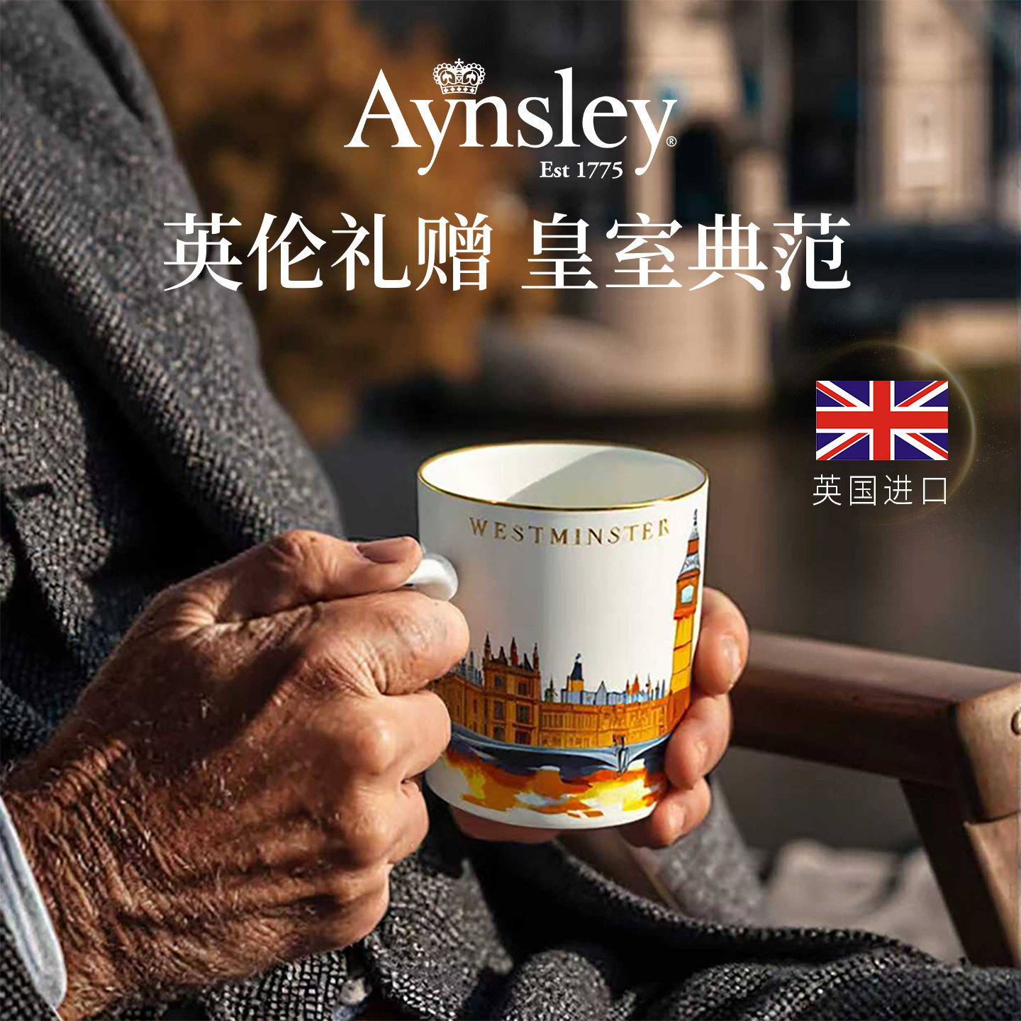 【英国进口】Aynsley安斯丽英伦风情马克杯骨瓷咖啡杯生日礼物图片