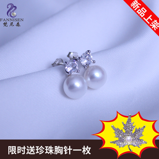 天然珍珠耳钉淡水耳饰真纯银简约气质2021新款女耳环大小紫色白色