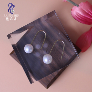 珍珠耳钩款S925纯银耳钉akoya真天然淡水新款气质大小耳饰女圆形