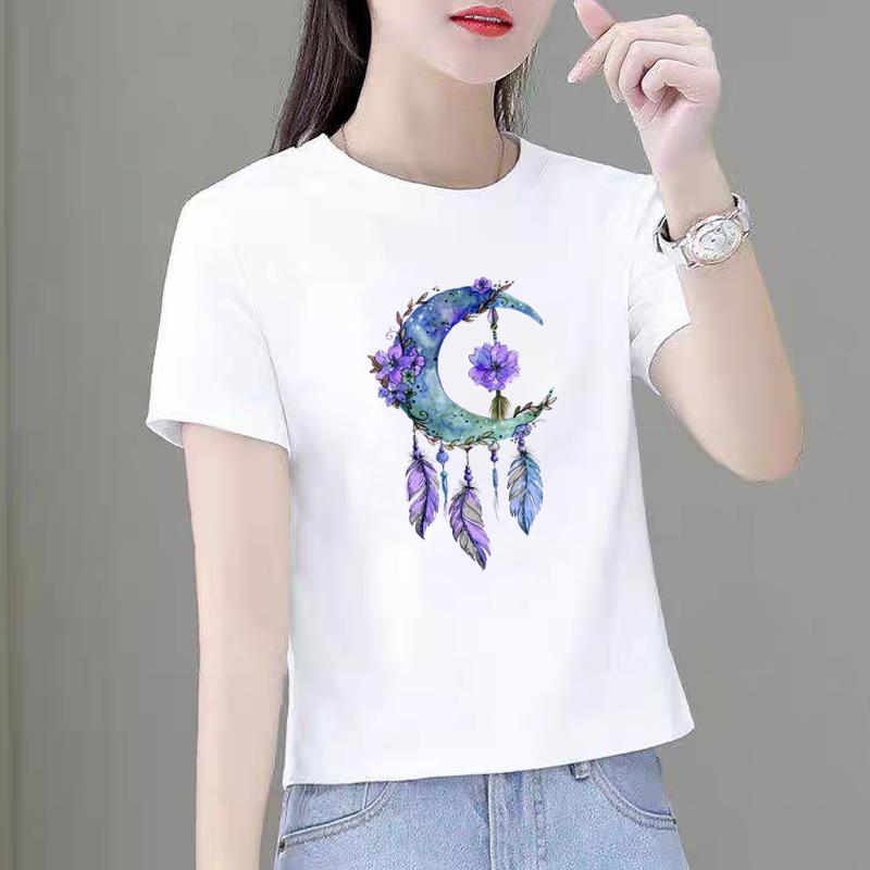 洋气打底衫夏季韩版圆领休闲新款短袖印花ins女甜美文艺风时尚T恤