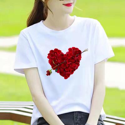 网红爆款新款短袖休闲花朵显瘦薄款印花ins洋气女韩版圆领时尚T恤