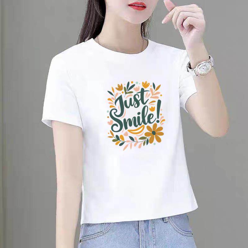 圆领时尚外穿夏季ins洋气女新款印花休闲韩版薄款小个子短袖T恤
