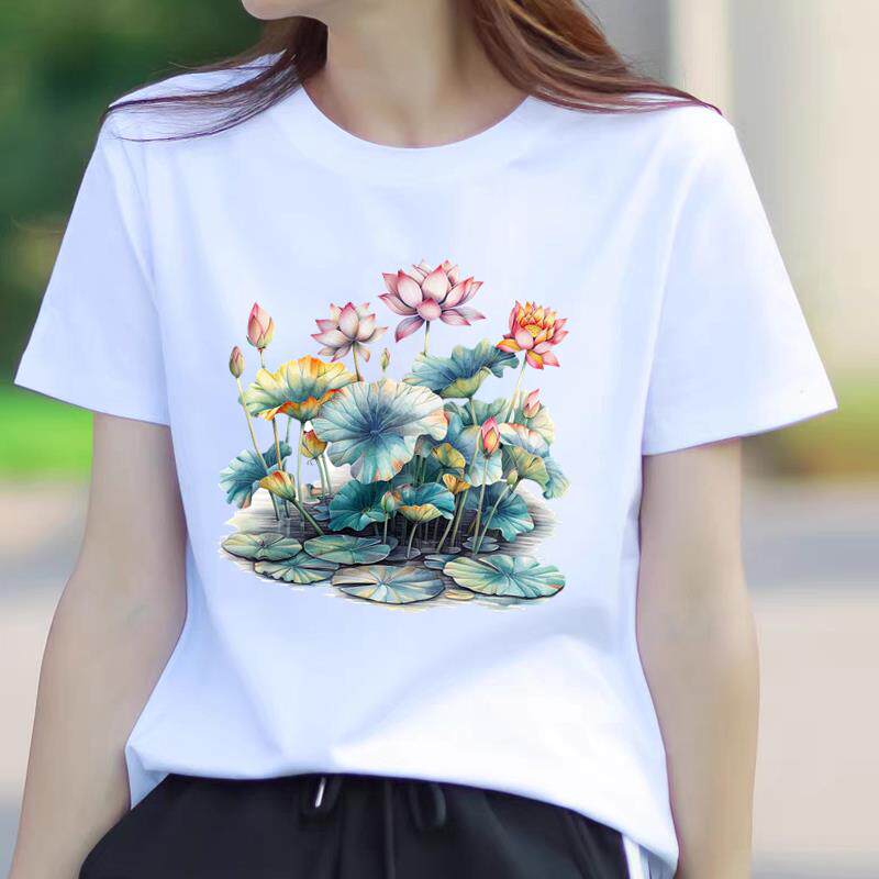 网红爆款女士时尚通勤休闲印花ins夏季个性韩版圆领打底衫短袖T恤