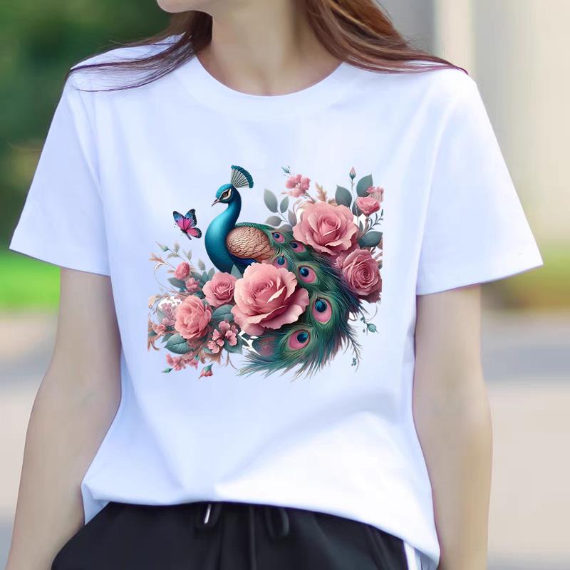 圆领时尚外穿夏季ins洋气女新款印花休闲韩版2025新款薄款短袖T恤