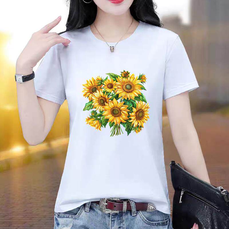 外穿夏季新款短袖休闲洋气运动上衣女韩版印花ins圆领通勤时尚T恤