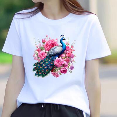外穿夏季新款短袖休闲薄款印花ins洋气女韩版遮肉百搭圆领时尚T恤