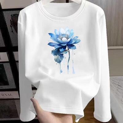 外穿通勤印花上衣圆领休闲