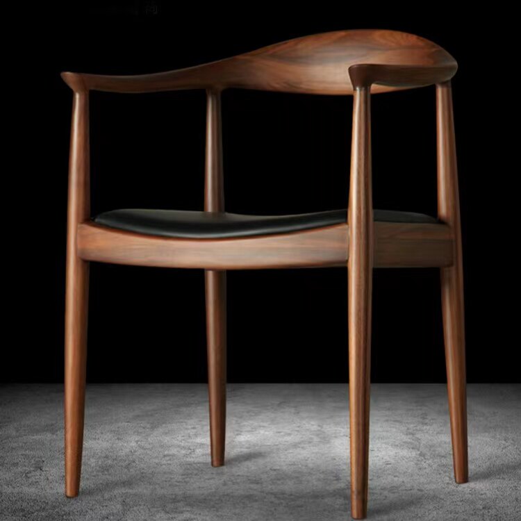 【简简风】总统椅肯尼迪椅北美黑胡桃木书桌办公餐椅会议洽谈休闲