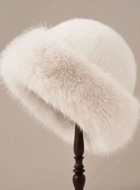Winter Hat for Women Faux Fur Fluffy Bucket Hat for Women Lu