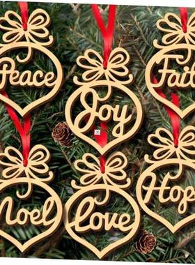 12Pcs Christmas Decorations Wooden Ornament Xmas Tree 圣诞