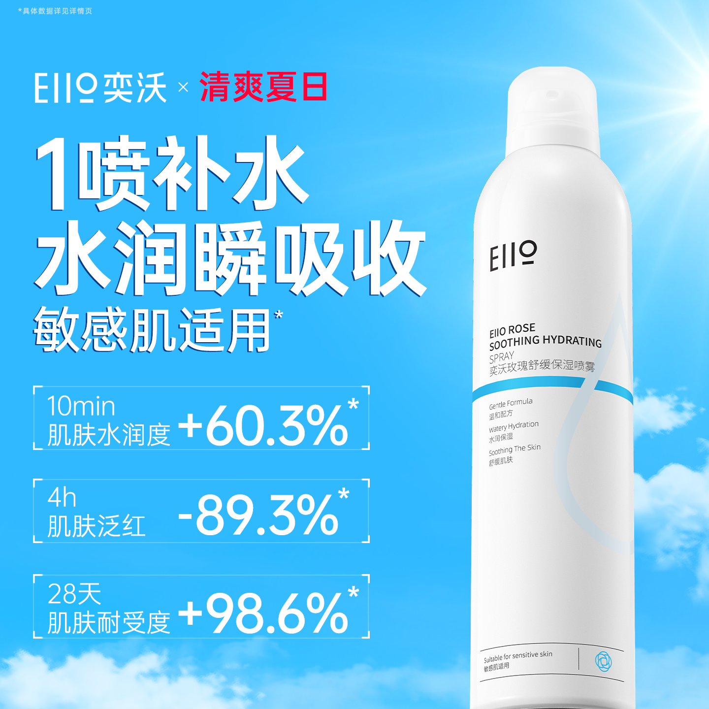 eiio玫瑰舒缓保湿喷雾速小分子补水滋润护肤敏感肌适用正品爽肤水