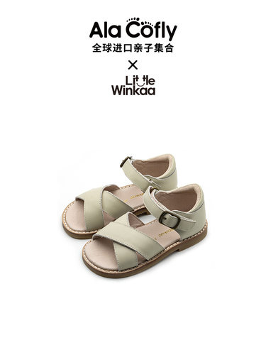 LITTLEWINKAA交叉条带罗马凉鞋