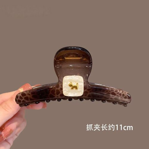 复古豹纹小狗亚克力大号鲨鱼夹