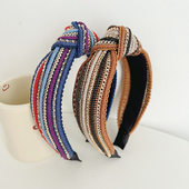 跨境欧美时尚 新品 发箍简约编织链条宽边民族风头饰打结女发捆F938