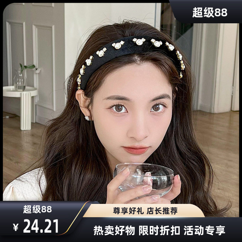 丝绒头箍头饰刘海韩版发箍烫钻