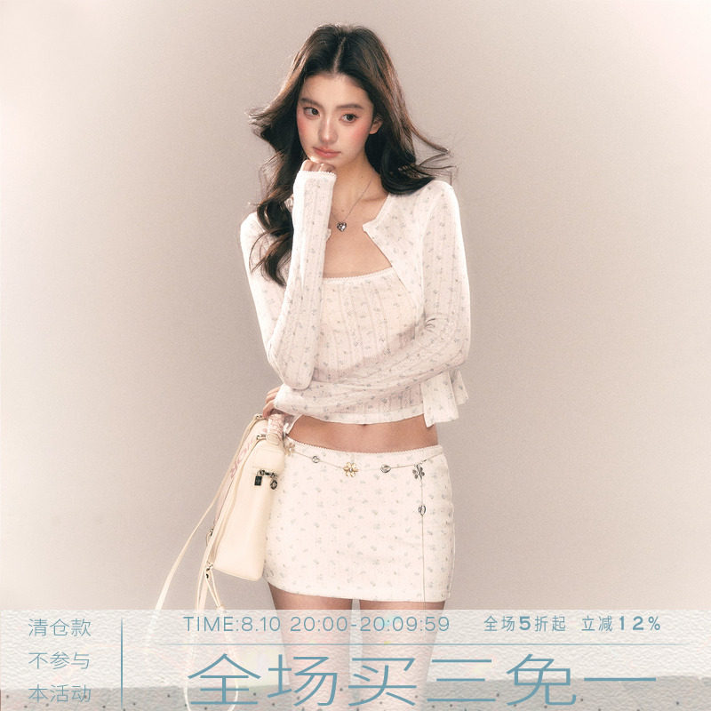 MMMOUND长袖上衣吊带短裙三件套