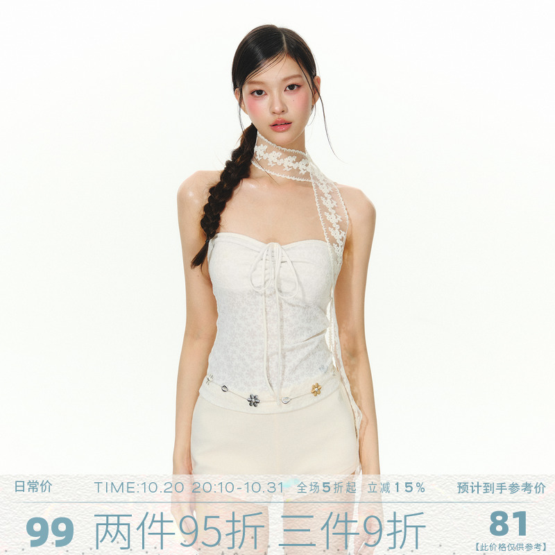 MMMOUND 美式复古设计感抹胸女夏季新款辣妹紧身上衣