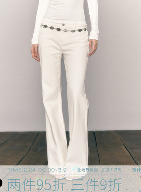 MMMOUND 美式复古白色修身休闲裤女春季新款长裤子