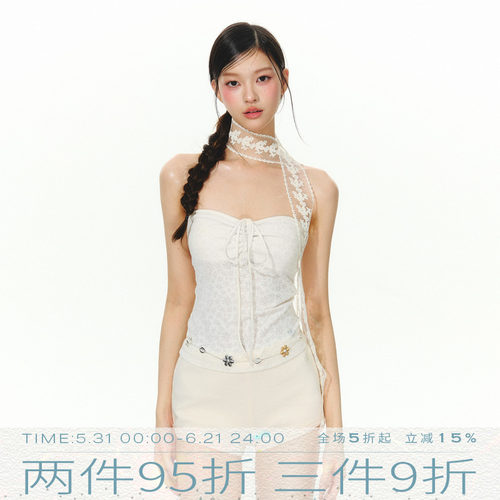 MMMOUND 美式复古设计感抹胸女夏季新款辣妹紧身上衣