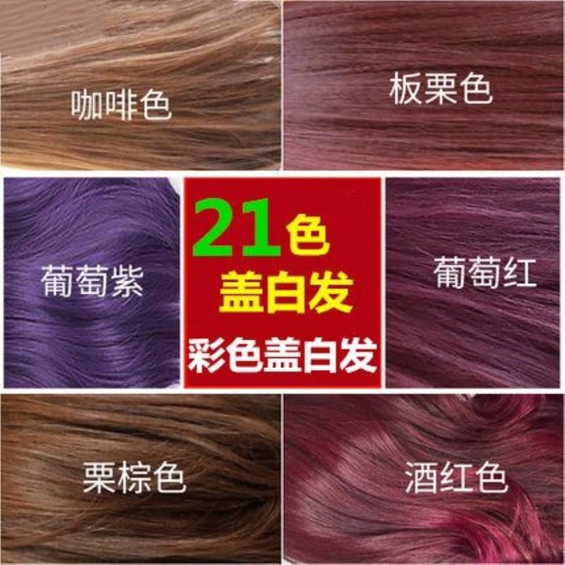 盖白发染发剂纯植物2020流行色五倍子自己染头发膏彩色遮白焗油膏