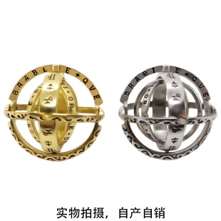 爆款德国天文球戒指项链欧美翻转变形宇宙地球仪不掉色饰品