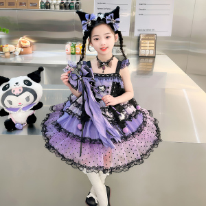 库洛米女宝宝夏装连衣裙2024新款洋气时髦女孩春秋洛丽塔公主裙子