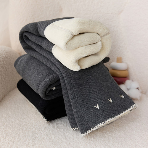 女童喇叭裤加绒加厚保暖长裤