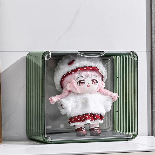 放20cm棉花娃娃收纳盒展示盒毛绒玩具手办防尘盲盒透明收纳展示柜