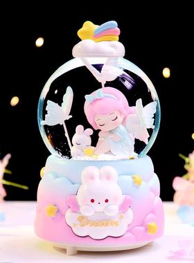 梦幻音乐水晶球梦蝶卡通创意水球八音盒旋转飘雪女生礼品摆件创意