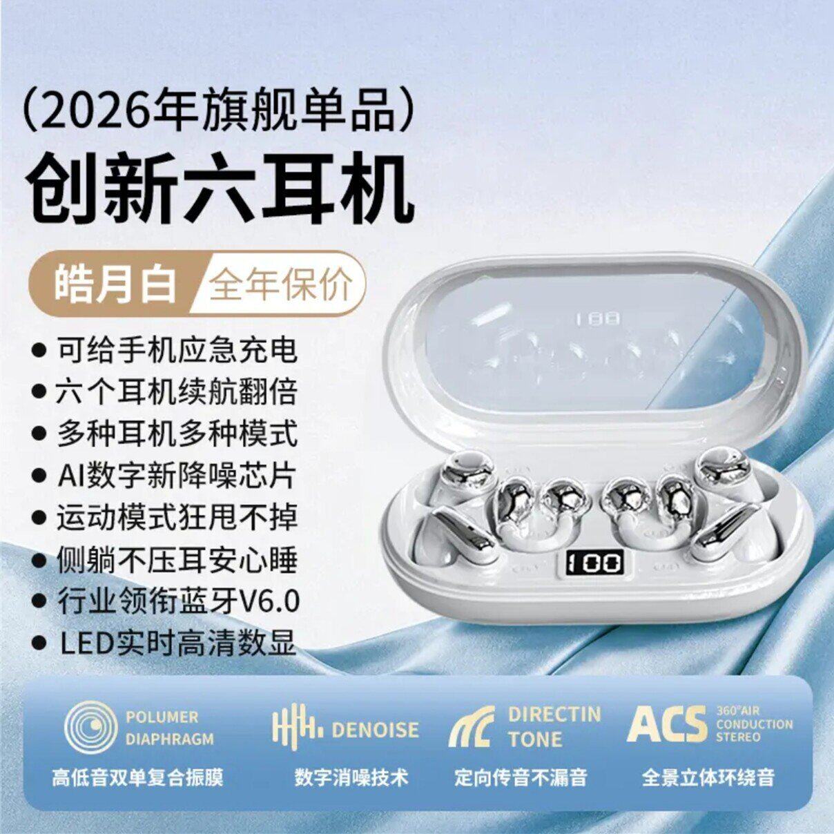 曼哈顿柏林之声2026政府补贴华强北创新六合一无线蓝牙耳机挂耳式