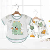 薄款 夏装 套装 纯棉开档分体衣服女儿童睡衣短裤 男宝宝短袖 婴儿夏季