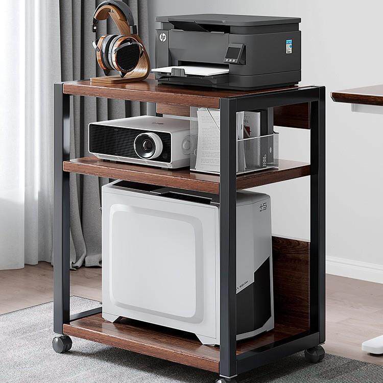 打印机置物架落地办公室多层移动收纳铁艺整理柜工位电脑主机托架