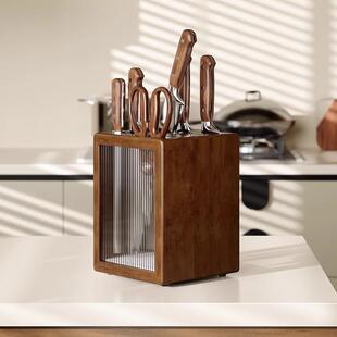 2025新款刀架置物架实木刀具收纳架厨房菜板多功能一体菜刀架刀座