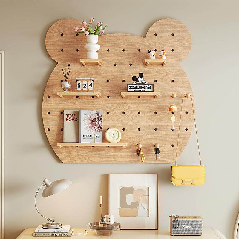 小熊洞洞板实木书桌上方收纳展示造型墙面装饰客厅墙上置物架,厨房/烹饪用具,厨房置物架/置物柜/角架,淘宝优惠券,粉丝福利购,淘宝优惠卷