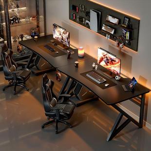 双人电脑桌卧室家用书桌简易办公桌子工作台式网吧双人位电竞桌