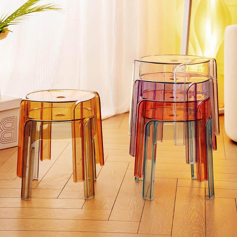 亚克力塑料小凳子家用加厚现代简约可叠放风车凳门口换鞋凳沙发凳