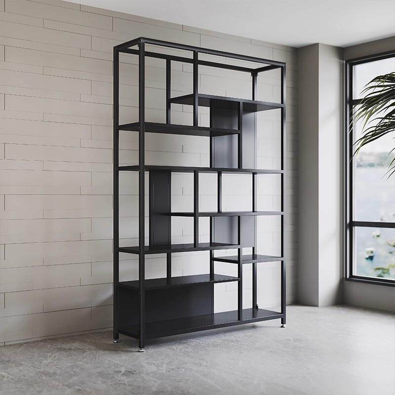 轻奢金属置物架家用落地书架办公室隔断装饰架多层创意陈列展示架