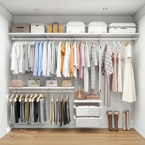 宜森缘莱恩/lenn金属衣柜2.8米卧室走入式衣柜衣帽间框架式砌墙柜